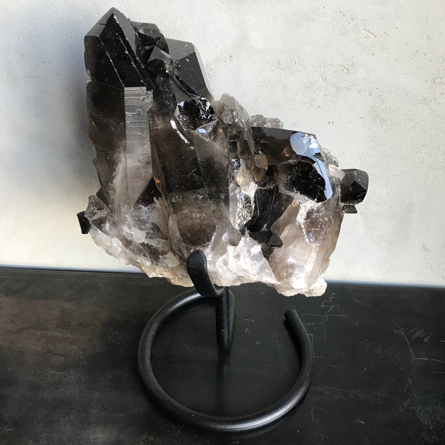 Smoky Quartz Cluster on Stand