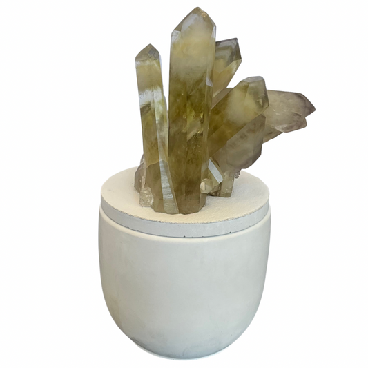 Citrine Generator Cluster Crystal Lid Gardenia Candle