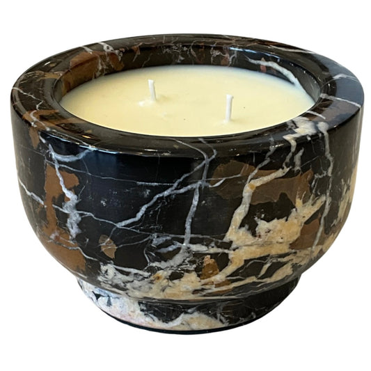 Brown & Black Tones Marble Stone Gardenia Candle