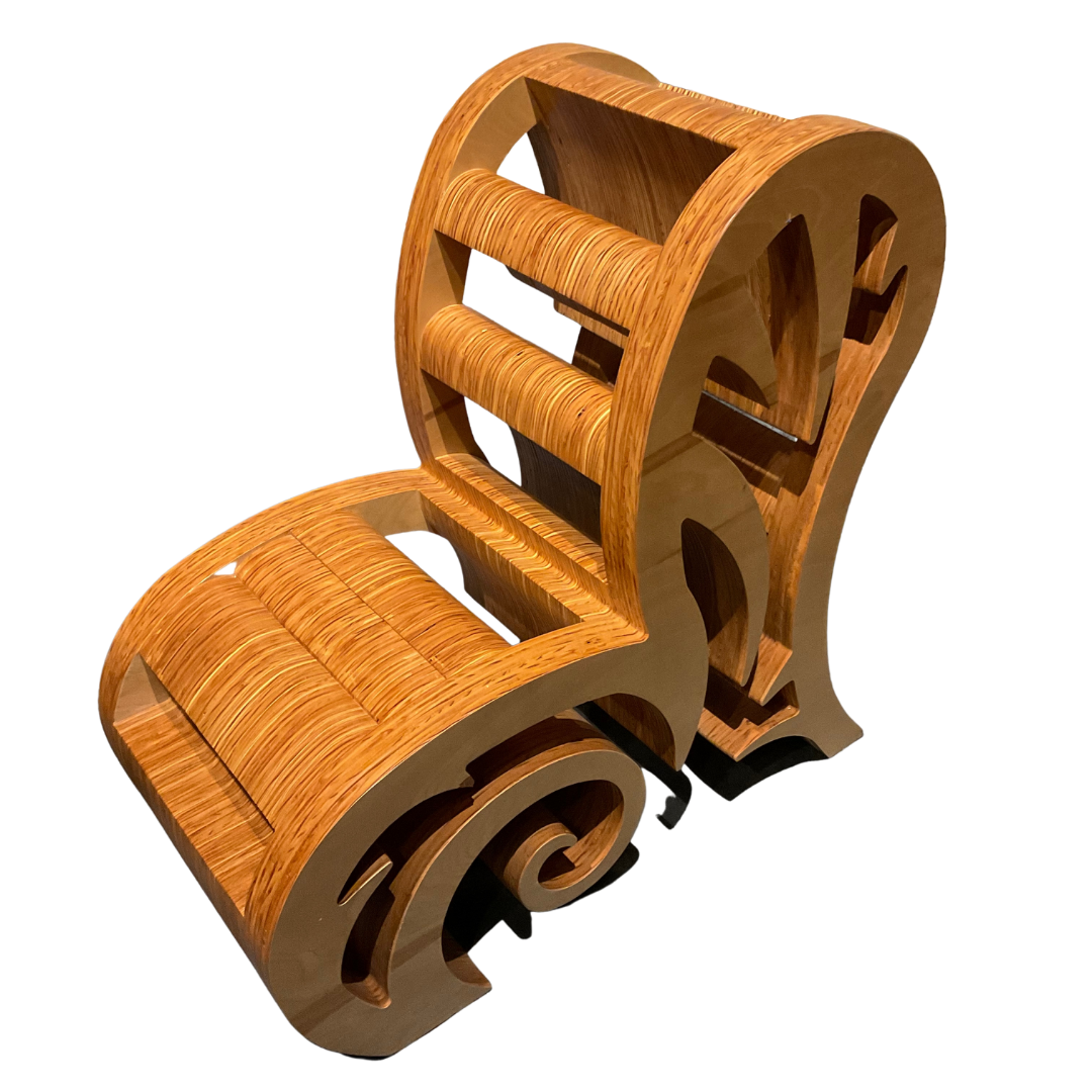 Pair of Wood Sculptural Chairs