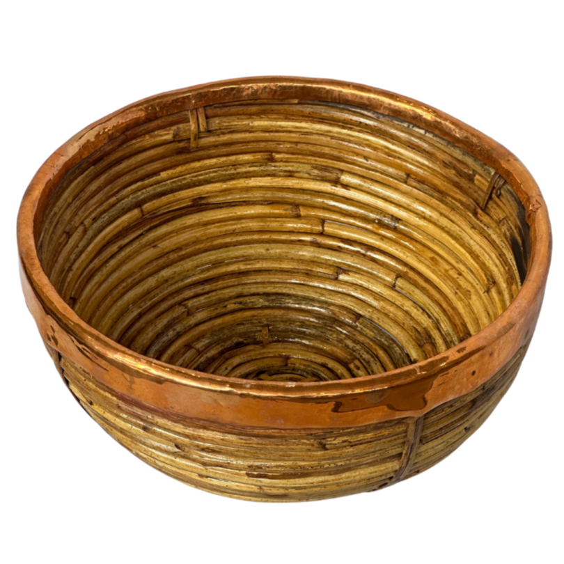 Rattan Bowl with Copper Trim