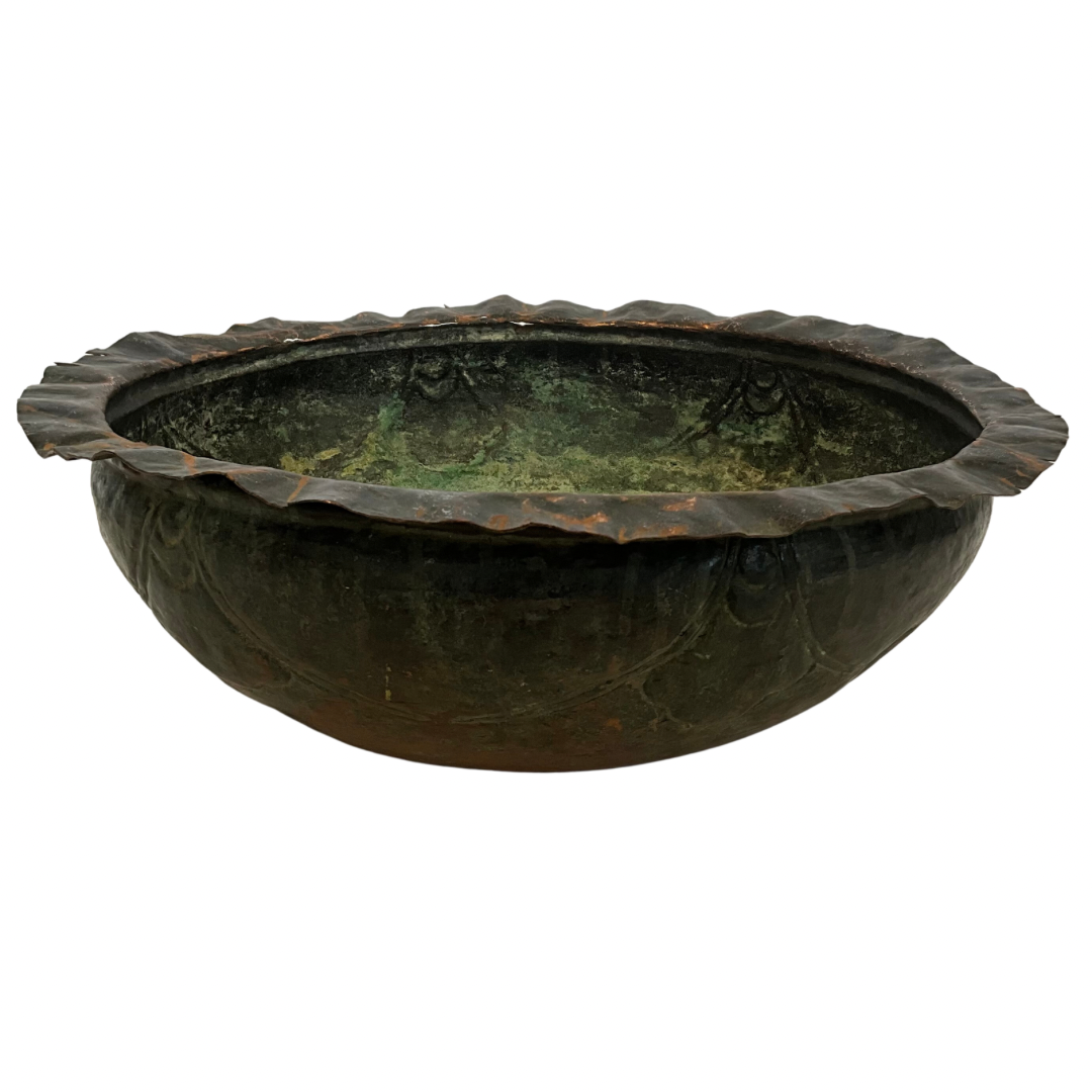 Vintage Patinated Large Copper Display Bowl