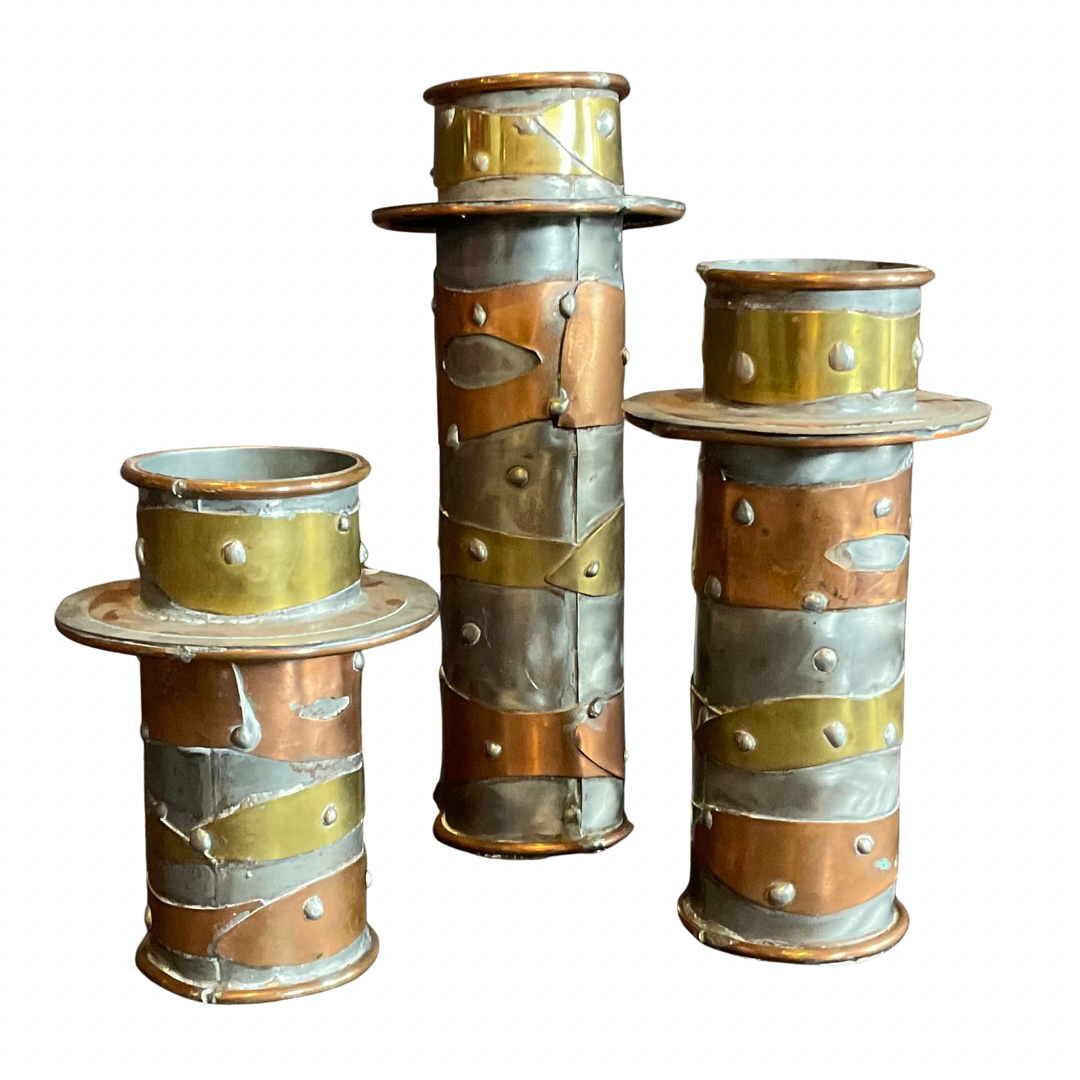 Set of 3 Mixed Metal Candle Holders