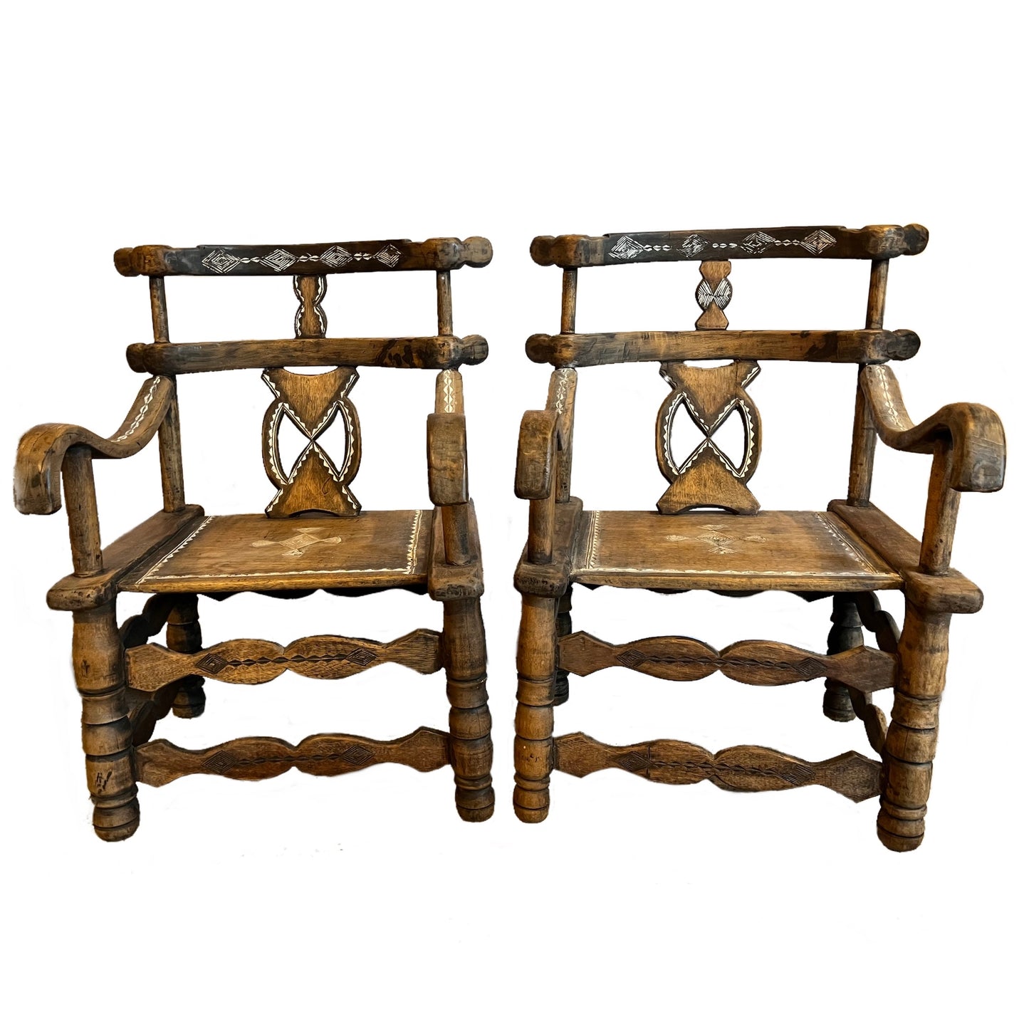 Vintage African Arm Chairs & Table
