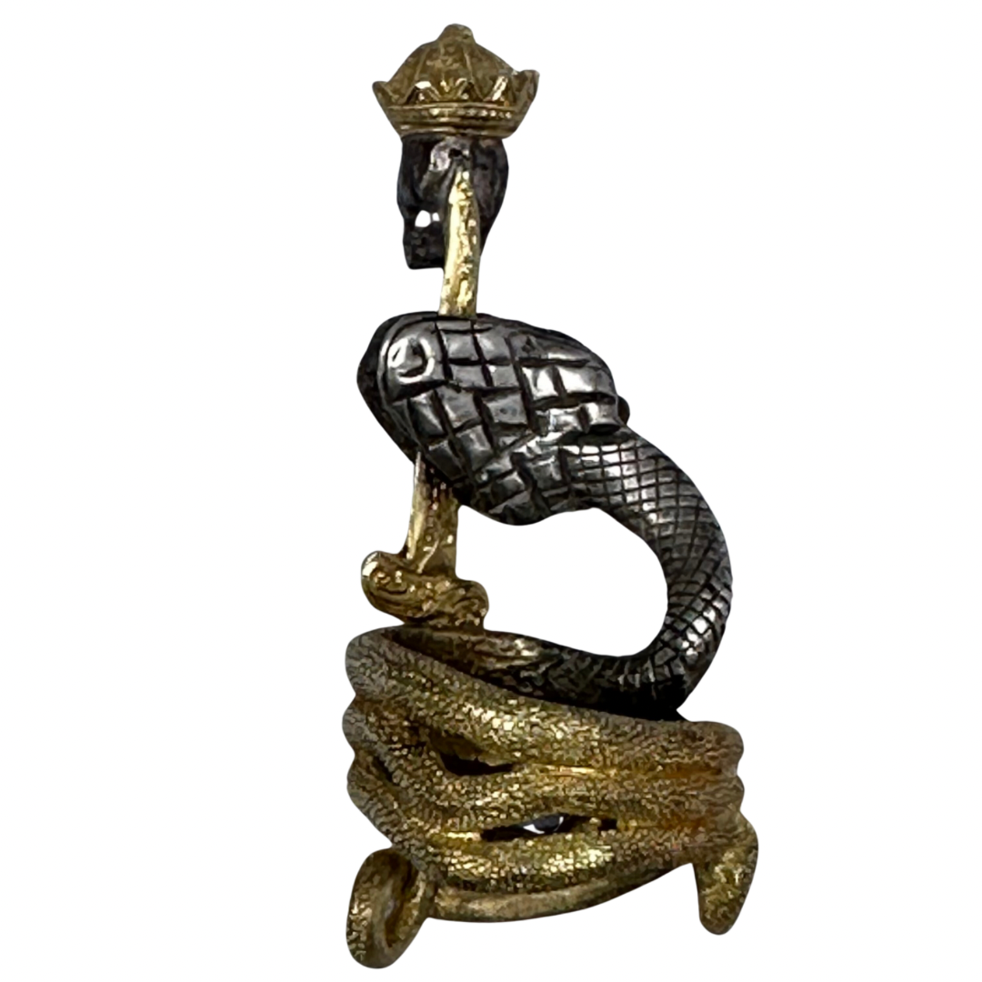 Diamond Snake Ring with Sword & Skull