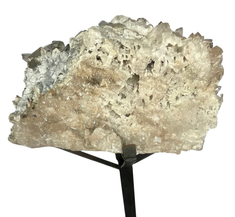 Extra Large Quartz Crystal Cluster on Metal Stand