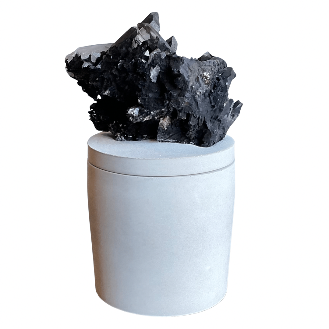 Black Coated Quartz Crystal Lid Candle